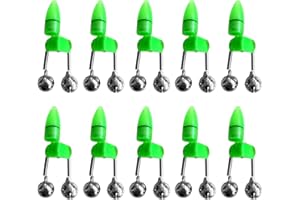 Lixada 10 Piezas Luz de Alarma de Cebo de Mordida de Caña de Pescar Nocturna LED con Indicador de Alarma de Mordida de Pesca de Anillo de Campanas Gemelas