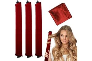 MPXEAVG 3 Pcs Heatless Hair Curler, Arricciacapelli Durante la Notte, Ricci Senza Calore con Ganci, Riccioli Senza Calore, Riccioli Grandi, per Capelli Lunghi e Corti(Bordeaux)