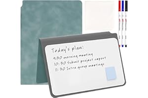 Elezeal A5 Dry Erase Whiteboard, Portable Small Whiteboard Notebook Notepad, Reusable Mini White Boards with Erasable Marker for Office Business Writing Noting Planning (Cyan-1 Pack)