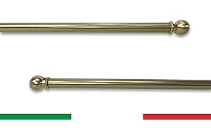 TEX FAMILY Coppia ASTINE Tex Ottone Lucido Regolabili per Tenda Vetro - Cm. 40-60