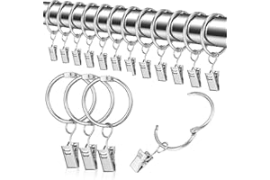 tonyg-p 25 Stück Metall Vorhangringe Gardinenringe mit Clips Vorhang Hängend Ringe für Fenster Tür Duschvorhänge, 32mm Innendurchmesser (Silber)