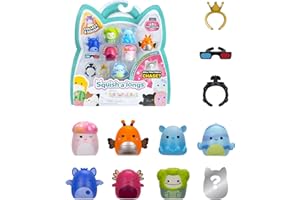 Squish-a-longs SQAL0025 Pack of 8 Includes 8 x 2.5 cm Mini Squish, 2 x Accessories, 1 x Ring & 1 x Collector's Manual - Collect, Swap, Play