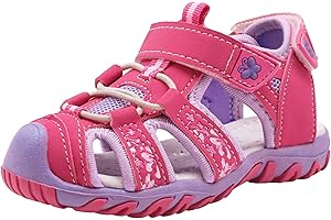 Apakowa Baby Kleine Mädchen Sommer Geschlossene Zehen Athletic & Outdoor Wandern Strandsandalen Sport-Trail-Sandalen für Kinder mit Klettverschluss