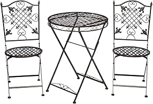 Amazon.de: aubaho GARTENTISCH 2 STÜHLE Set Lilie Fleur DE LIS Metall