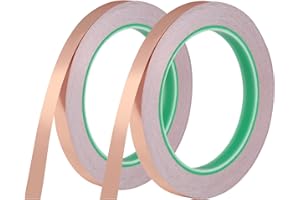 KroY PecoeD 2 Rollen Kupferband Selbstklebend, 20m x 10mm Kupferfolie Klebeband Leitfähig Copper Foil Tape, Kupferfolienband für EMI Abschirmung Schneckenschutz Elektro Reparatur Löten Basteln