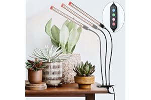 ‎FECIDA FECiDA 27W Clip Pflanzenlampe 3000 Lumen, Vollspektrum Pflanzenlampe mit Zeitschaltuhr für Zimmerpflanzen, Grow Light mit High PPFD Wachstumslampen für Blumen, Gemüse, Hydroponik mit Timer 4,8,12 Hr