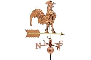 STILISTA Magnifique Grand Coq météo 3D en Relief en CUIVRE avec Pied Girouette Hauteur Totale 133cm, Poids 4kg
