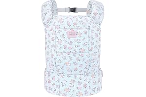 Bebamour Portabambole per bambine, fascia porta bebè 3 in 1, morbida, 100% cotone, accessorio per bambole, Light Blue Flowers