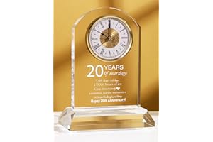 DEEWISH 20th Wedding Anniversary Clock, Best Gifts Ideas for Couple Parents Wife Husband Diamond 20 Years of Marriage for Him Her