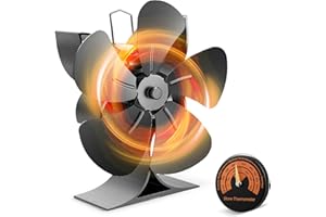 Yontwe Ventilatore per Camino Ventilatore per Stufa a Legna a 5 Pale in Piedi Distribuzione Efficiente del Calore Risparmio Energetico a Basso Rumore Ideale Regalo di Natale