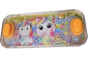 MIBANDERA Mini giochi d'acqua. Giochi d'acqua ad anelli per ragazze e ragazzi. Gioco di abilità di viaggio. Aguaplay. Acqua Geme. Aqua Play. (Unicorno 2 Bottoni Arancione)