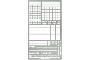 ‎ALEKS MELNYK Aleks Melnyk Nr.423 Metal Stencil Bookmark for Bullet Journals, Metallschablone Bullet Journal, Lesezeichen Metall Gravur, Vorlage, Dot Journal Schablone für Tagebuch, Habit Tracker