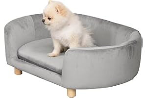 PawHut Cuccia per Cani da Interni, Divano per Gatti o Cani di Taglia Piccola Max. 10kg, Grigio Chiaro