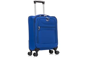 Aerostar Carry-on 20" Lightweight Soft Expandable Suitcase, Hand Luggage 4 Wheels & Combination Lock, 55x35x20cm | Accepted All Airlines easyjet, RyanAir, British Airways (Royal Blue, 36 litres)