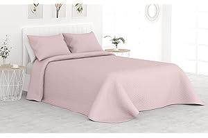 Liniva Home Colcha Bouti Termosellada para Verano y Entretiempo. 100% Microfibra - Modelo Mallorca. Colcha Cubre Cama Multiusos. Incluye una Funda de cojín. Cama 80/90 cm - 180x265cm Rosa