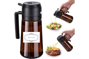 Fiotasy Upgraded Light-blocking Olive Oil Sprayer for Cooking with Labels, 16oz/470ml Glass Olive Oil Dispenser Bottle for Kitchen, Oil Mister for Air Fryer, Salad