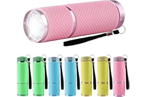 CRESBEL Mini latarka – 8 szt. 9 LED latarka dla dzieci na upominki urodzinowe dla dzieci, wodoszczelna, aluminiowa, przenośna, mała latarka do szkoły, na zewnątrz, kemping, polowanie, wycieczki z plecakiem, pilna