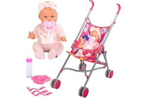 Bibi Doll Baby Doll Set With Pushchair & Feeding Accessories - Doll, Stroller, Milk Magic Bottle, Dummy, Accessories Set, Girls Toy Doll Stroller