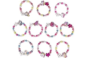 LUMITERRA 10pcs Braccialetti Bambini, Braccialetto Unicorno in Legno Intrecciato Regolabile, Braccialetti Colorati Handmade, Regali Fine Festa Compleanno Bambina, Ideali per Party e Ricordi