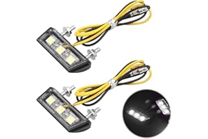WATLIKEUP 2PCS 12V Led License Plate Light Motorcycle,Universal LED Motorcycle Number Plate Light,Waterproof Motorbike Rear Light with 3 Super Bright LEDs, for All Models of Motorcycles and Quads(White)