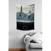 Y&uuml;z&uuml;klerin Efendisi Isengard Kulesi Desenli Duvar &Ouml;rt&uuml;s&uuml; Duvar Halısı Tapestry S&uuml;etimsi Dokulu%100 Polyester Kumaş