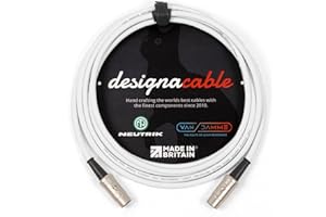 designacable.com 2m - White Flexible Midi Lead - Handmade in the UK using Van Damme XKE Cable & Rean NYS322 5 Pin DINs.