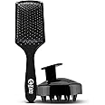 Beardo Detangling Hair Brush & Scalp Massager for Men | Men Accessories | Soft Silicone Bristles for Dry Massage, Oil & Shampoo | Hair comb (Set of 2)