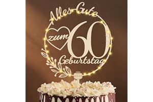 Artebeads Cake Topper 60 Geburtstag Holz,60 Tortendeko Geburtstag Kuchen Deko für Mädchen Junge Frauen Mann