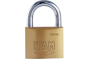 IFAM Candado Serie K, Modelo K40, Arco Normal, 40mm, De Latón, Con Llave, Apto para Interiores y Exteriores, Para taquillas de Gimnasio, Puertas, Armarios, Cajones, Maletas o Mochilas