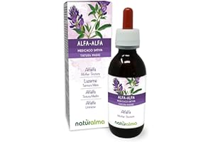 Alfalfa or Lucerne (Medicago Sativa) herb with Flowers Alcohol-Free Mother Tincture Naturalma - Rich in Natural Chlorophyll - Liquid Extract Drops 120 ml - Food Supplement - Vegan