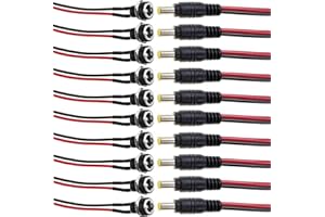 RUNCCI-YUN 10PCS 5.5x2.1mm Connettore di Alimentazione CC,12V Maschio Femmina Connettori,Connettori DC a Pannello +10PCS 5.5x2.1mm DC Pigtail Power Connector