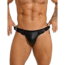 Raenseen Jockstrap Herren Lackleder - Suspensorium String Unterwäsche Schwarz