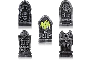 TOYANDONA 5 Piezas de lápidas de Espuma, 15", decoración Liviana de Piedra Rip para Tumba, Decoraciones de jardín de casa embrujada de Fiesta de Halloween al Aire Libre