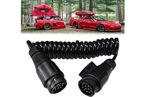 ‎TECHFECTION Techfection Anhänger Verlängerungskabel 3M Spiralkabel Anhängerkabel 13 Polig Anhänger Kabel Stecker auf Stecker für Anhänger PKW RV Wohnmobil Traktor Wohnwagen KFZ Caravan