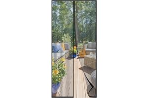Anpro Moustiquaire Porte Magnétique, 90X210CM moustiquaire porte fenetre Avec 36PCS Bandes Rideau (Noir)