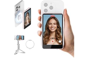 SYNCO XView Monitor para Teléfono iPhone y Android, Pantalla Magnética para Selfie Vlog Inalámbrico 50M Batería 3H, Altavoz Integrado para TikTok Youtube (Rosa)