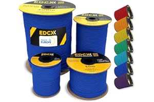 EdcX Paracorde en Nylon 4 mm 550 30, 50, 100, 300m (100-1000 Pieds) - Type III, Corde 100% Nylon, Corde à 7 brins, Corde en Nylon 4 mm dans des Couleurs Unies