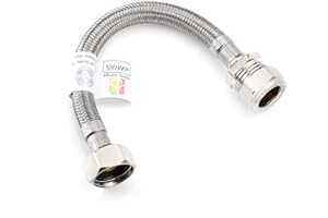 Home Range 200mm WRAS Approved15mm Compression x 1/2" |7 Lengths| Flexi Pipe Connector, BSP Fitting, 304 Stainless Steel, Rust & Lead-Free Flexible Hose for Kitchen & Bathroom