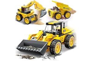 HOGOKIDS Tecnica mattoncini da costruzione giocattolo per bambini – 3 in 1 Bulldozer dumper escavatore cantiere camion tecnico | kit da costruzione giocattolo regalo per bambini a partire da 4 5 6 7 8