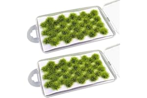 Fhioevt 78 Piezas Grass Tufts Cesped Artificial Static Grass Modelo Tufts Mechones Hierba Estática Miniatura Deco Césped Estático Modelo de Paisaje para Tren Paisaje Ferroviario Mesa de Arena