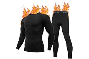 FORVEVO Ropa Interior Térmica Hombre, Ropa Termica Hombre, Camiseta Termica con Forro Polar, Camisetas Termicas Interior, Mallas Termicas, Termicas Hombre Manga Larga, Bajo Cero Ropa Termica