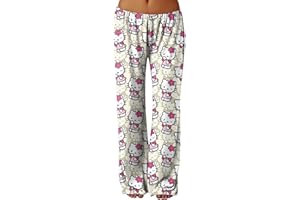 LILIHOT Pyjama Hose Schlafanzug Damen Hosen Lang Flanell Pyjama Hose Damen Schlafhose Weich Kawaii Freizeithose Bequeme Schlafanzughose Anime Weich Kawaii Pyjamahose