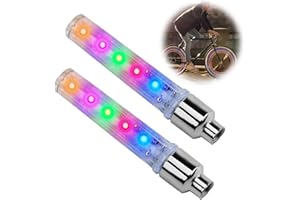 GBULTR 2 Pack Bike Wheel LED Lights 5 Neon Flashing Tire Valve Spoke Lights with 7 Model Cycling Accessories for Adults & Kids Decorative Bicycle Tire Flash Lamps for Night Riding Safety