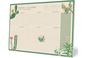 Kokonote Botanical Cacti A3 Desk Pad with Daily, Weekly and Monthly Calendar | Desktop Planner | Desktop Note Pad | 54 Undated Tear Off Sheets | 11.7 x 16.5 inches | To Do List