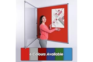 WONDERWALL PRODUCTS LTD Wonderwall Classic Tamperproof Lockable Notice Board 120X120CM with 2 Matching Locks and Keys, 6 Colours to Choose from, Including (Red)