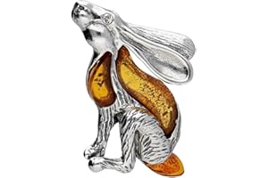 DESIGNER INSPIRATIONS BOUTIQUE Animal Themed Amber Brooch Pin/Clip for Women - 925 Sterling Silver