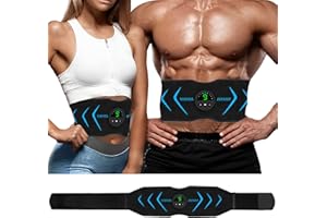 LEMENG EMS Muscle Stimulator, Abs Trainer Abdominal Muscle Toner Electronic Toning Belts Workout Home Fitness Device with USB Rechargeable for Abdomen Arm Leg Men and Women