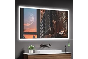 ‎YOLEO YOLEO Badspiegel mit Beleuchtung 120x80cm, LED Spiegel Wandspiegel mit Steckdose, Badezimmerspiegel LED Beschlagfrei, 3 einstellbare Lichtfarbe