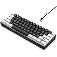 Kchibo 60% Wired Gaming Keyboard, RGB Backlit Ultra Compact Mini Keyboard, Waterproof Mini Compact 61-Key Keyboard for PC/Mac Gamers, Typist, Travel, Easy Travel (Black & White) …