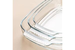 KARADROVA Glass Rectangular Dishes, Set of 3 Baking Dishes, Lasagna Dishes, Glass Rectangular Baking Dishes for Oven